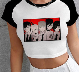 Blusas Cropped Anime Chainsaw Man - The Midnight Geek