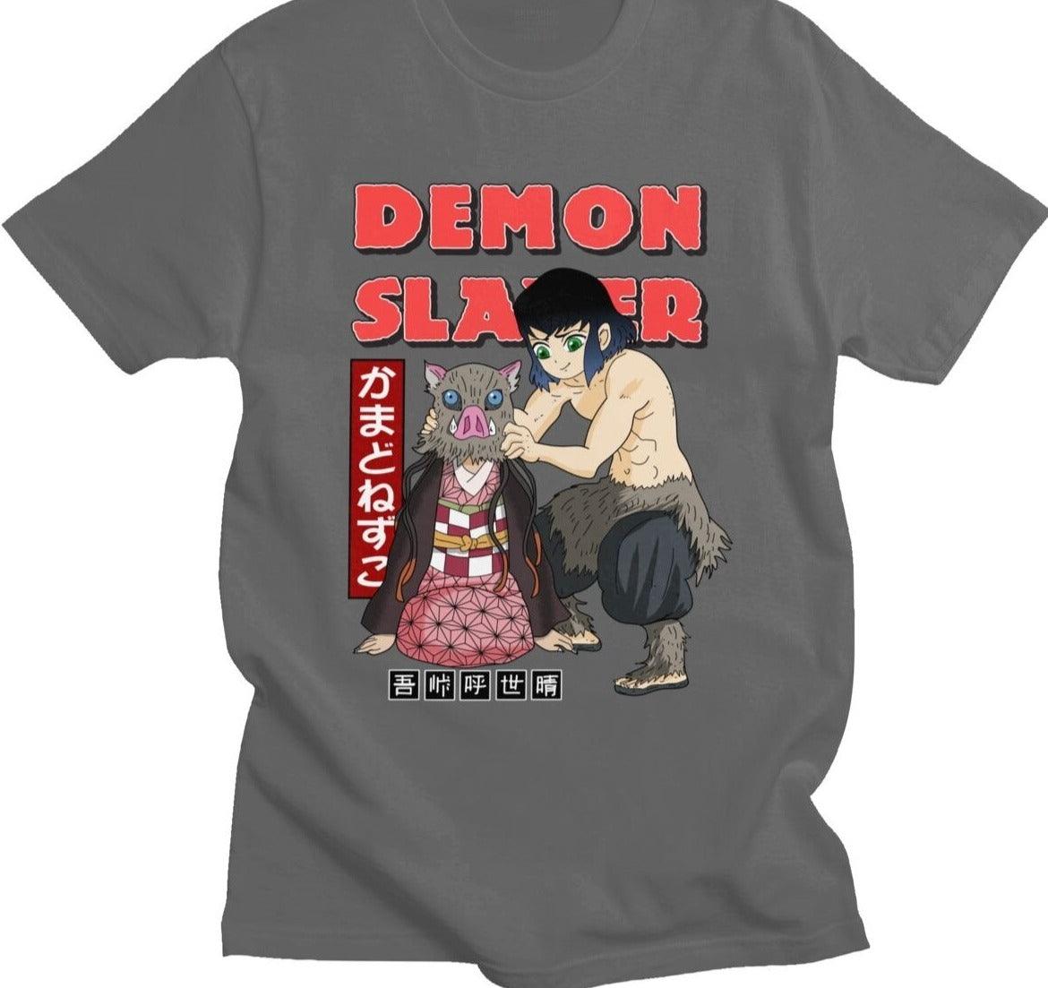 Camiseta Demon Slayer Inosuke e Nezuko - The Midnight Geek