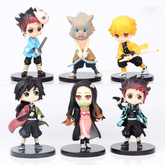 Mini Action Figures Anime Demon Slayer Conjunto de 6 Peças - The Midnight Geek